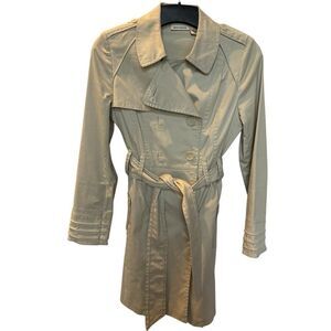 DKNY Jeans Light Tan Women's Cotton Trench Coat Size Medium Double Breasted